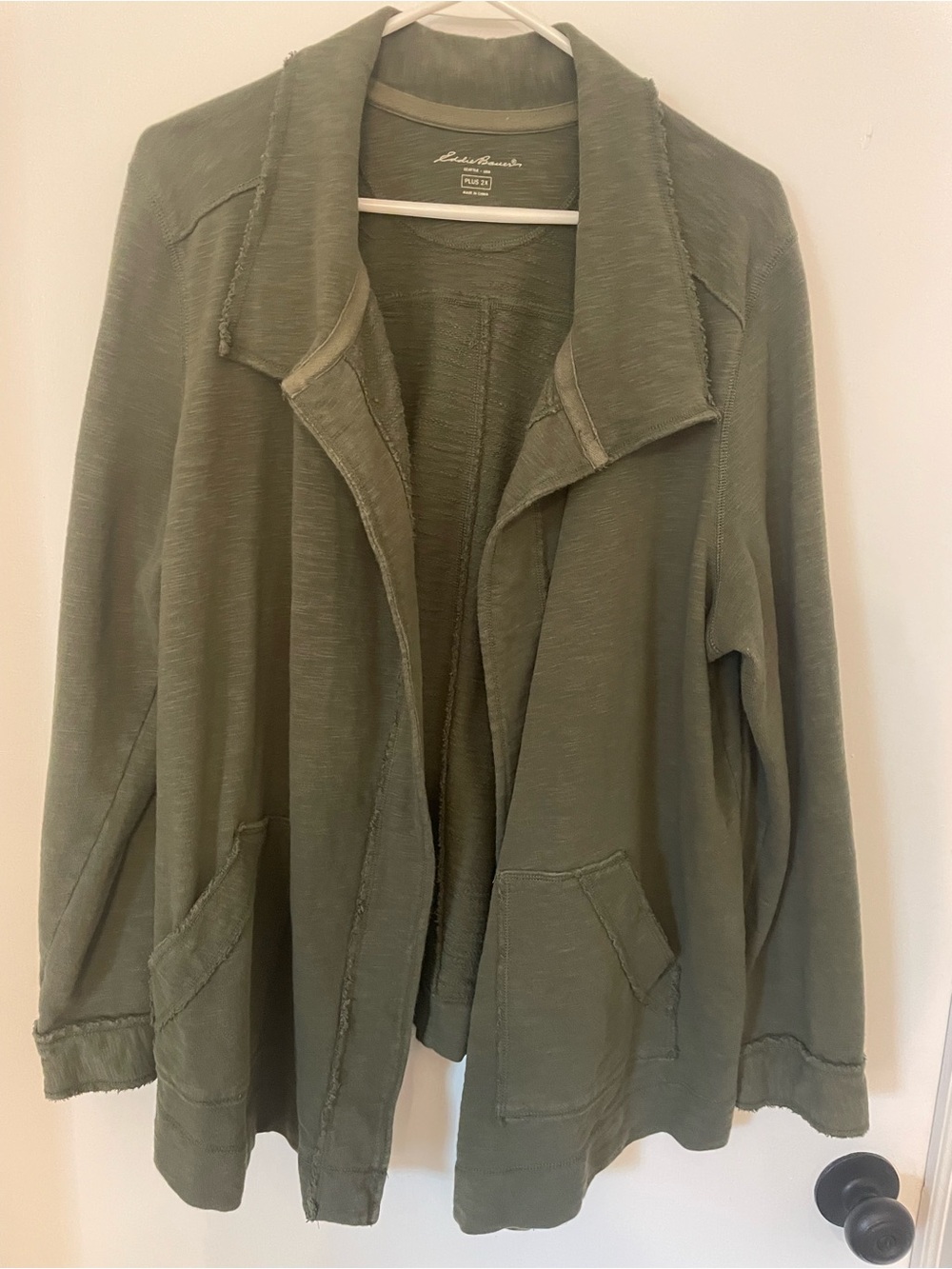 Eddie Bauer Olive Green Open Cardigan Jacket